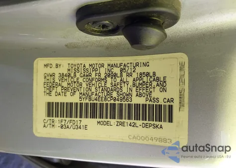 2012 Toyota Corolla S из США, поврежденный, VIN 5YFBU4EE8CP049563